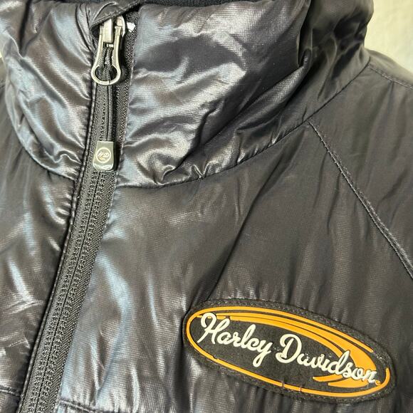 Harley-Davidson Women’s Quilted Insulated Riding Jacket Black Orange Size Large - Picture 7 of 12